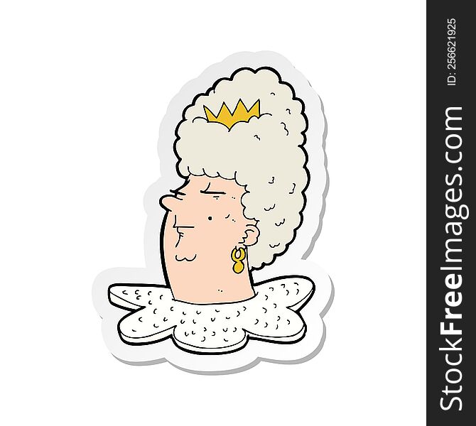 sticker of a cartoon queens head