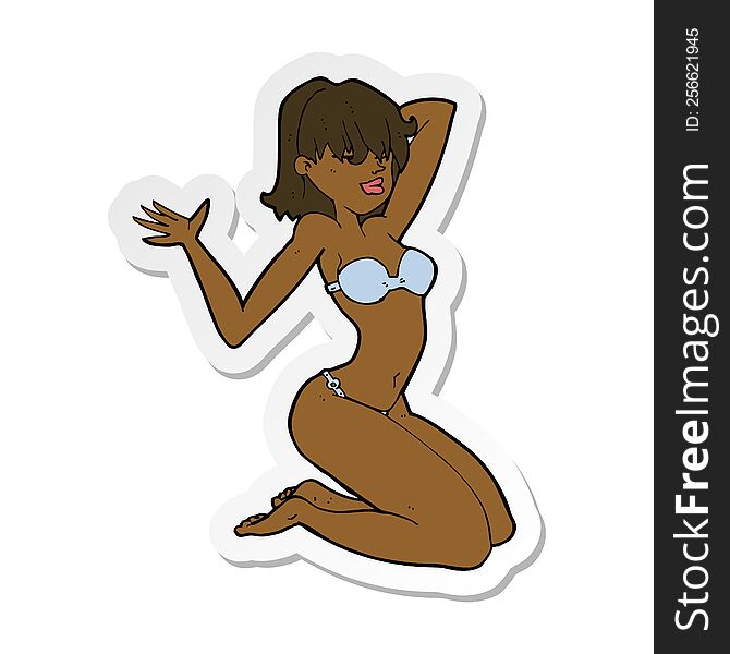 sticker of a cartoon sexy bikini girl