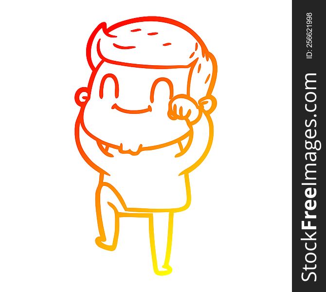 warm gradient line drawing of a cartoon friendly man