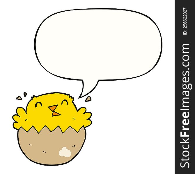 cartoon hatching chick with speech bubble. cartoon hatching chick with speech bubble