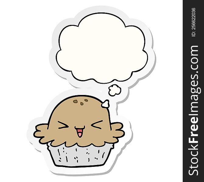 cute cartoon pie with thought bubble as a printed sticker