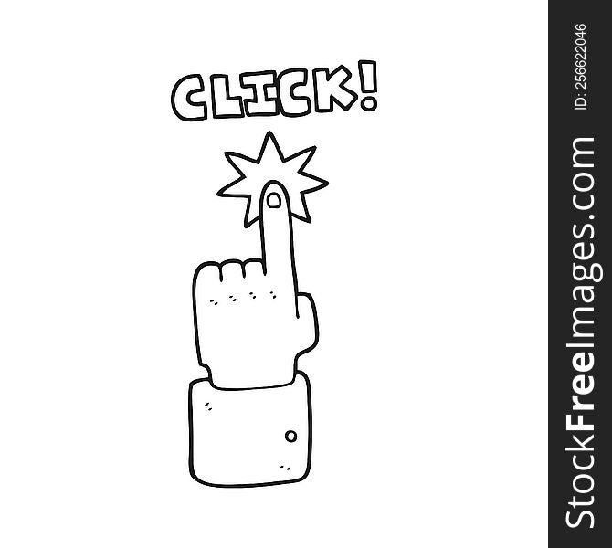 Black And White Cartoon Click Sign With Finger