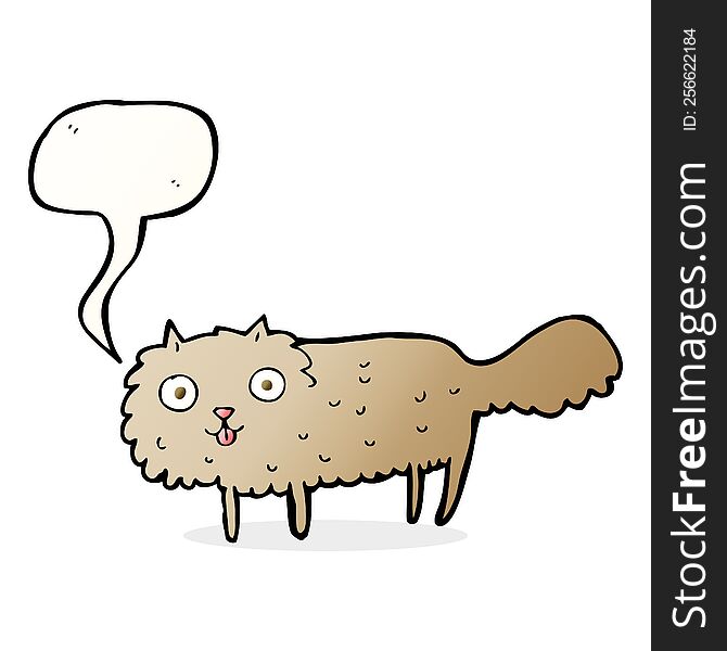 Cartoon Furry Cat With Speech Bubble
