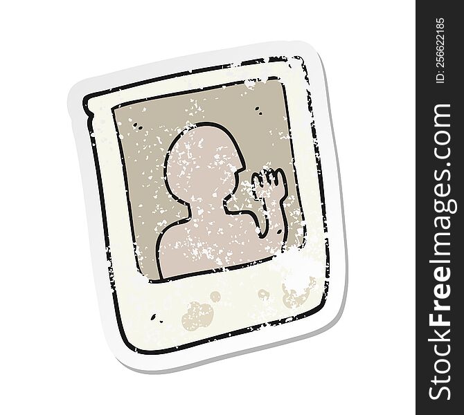 retro distressed sticker of a cartoon old instant photograph