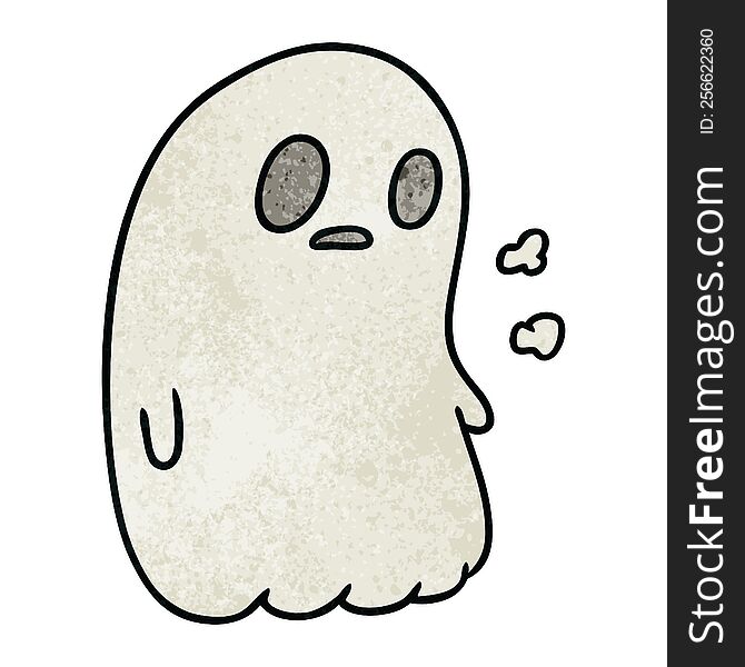 textured cartoon illustration of a kawaii cute ghost. textured cartoon illustration of a kawaii cute ghost