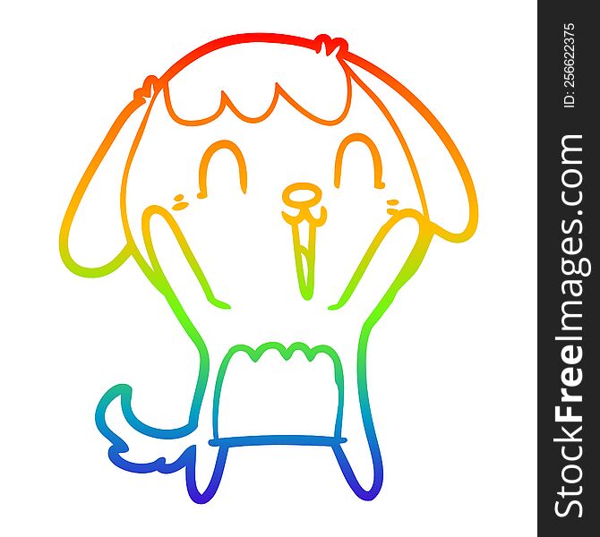 rainbow gradient line drawing of a cute cartoon dog crying