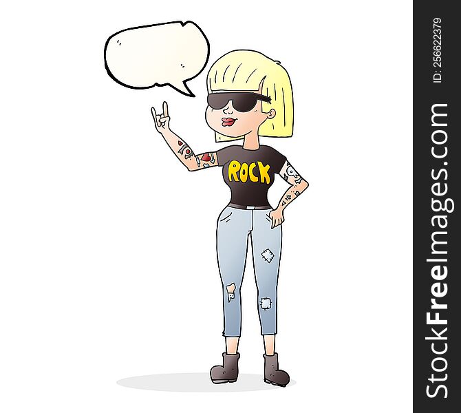 freehand drawn speech bubble cartoon rock woman