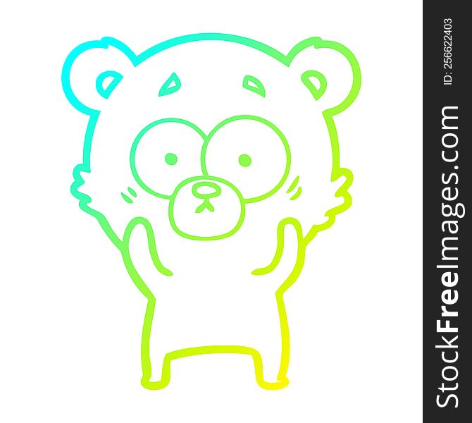 Cold Gradient Line Drawing Surprised Polar Bear Cartoon
