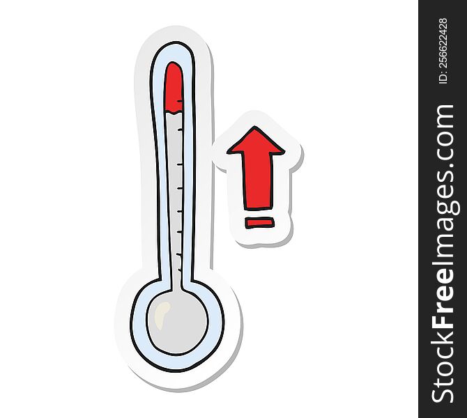 sticker of a cartoon rising temperature