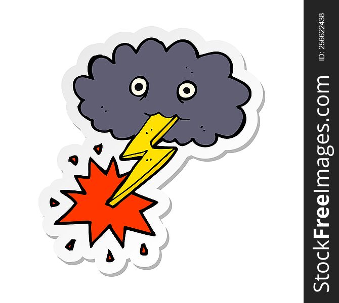 sticker of a cartoon storm cloud