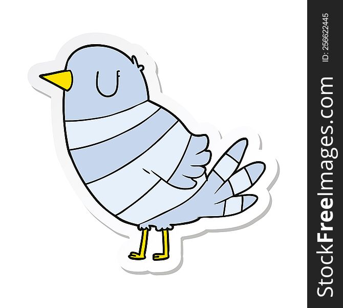 Sticker Of A Cartoon Bird