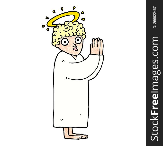 cartoon doodle angel praying