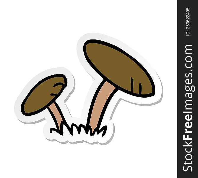 Sticker Cartoon Doodle Of Some Mushrooms