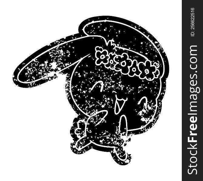 grunge distressed icon kawaii cute furry bunny. grunge distressed icon kawaii cute furry bunny