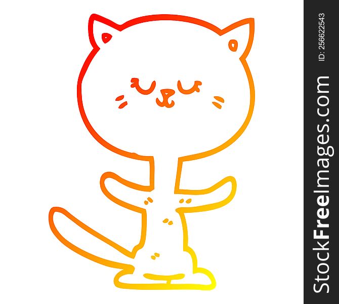 Warm Gradient Line Drawing Cartoon Dancing Cat