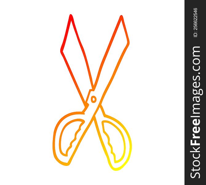 warm gradient line drawing of a cartoon sewing scissors