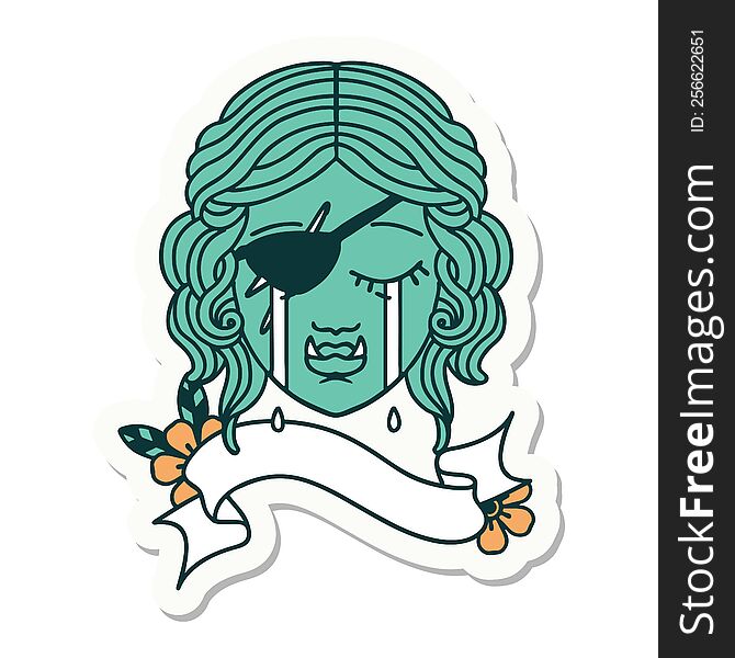 Crying Orc Rogue Character Face Sticker
