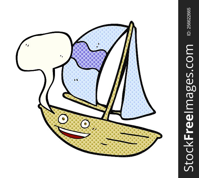 comic book speech bubble cartoon sail ship