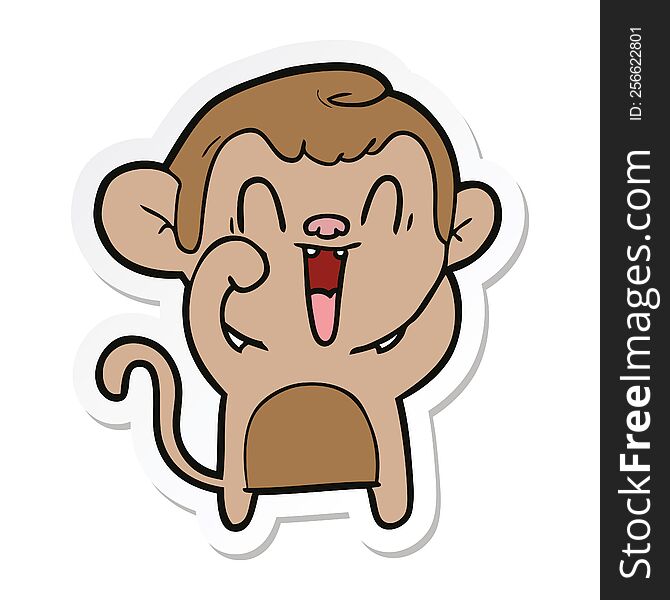 Sticker Of A Cartoon Laughing Monkey