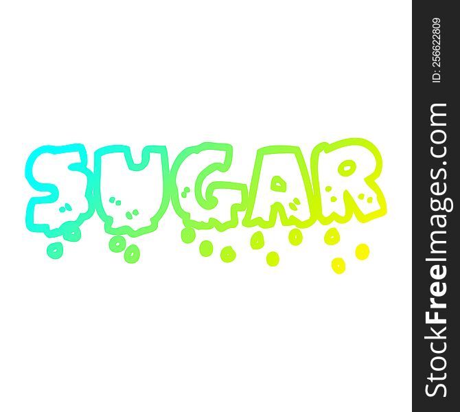 cold gradient line drawing of a cartoon word sugar