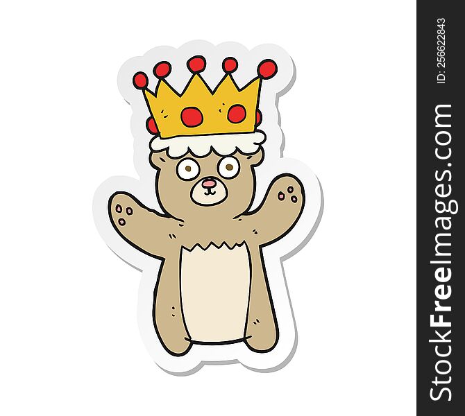 sticker of a cartoon teddy bear wearing crown