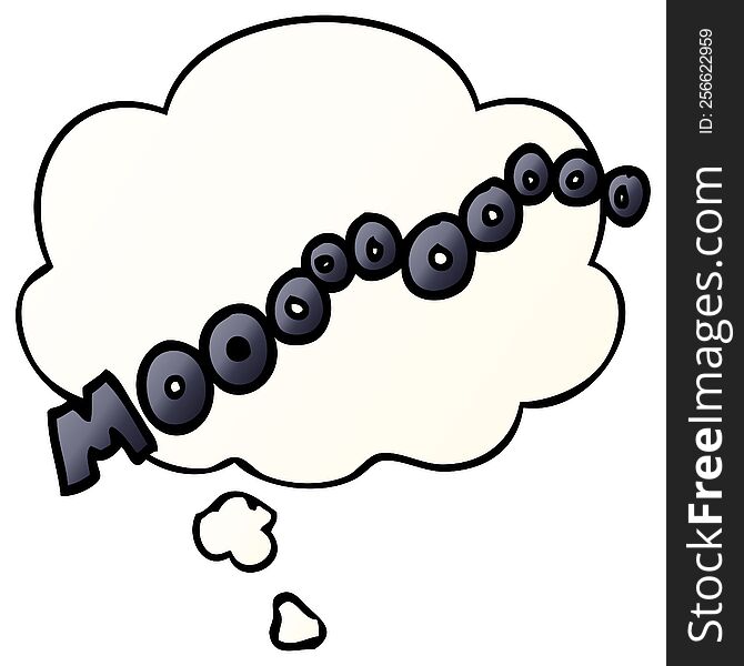 Cartoon Moo Noise And Thought Bubble In Smooth Gradient Style