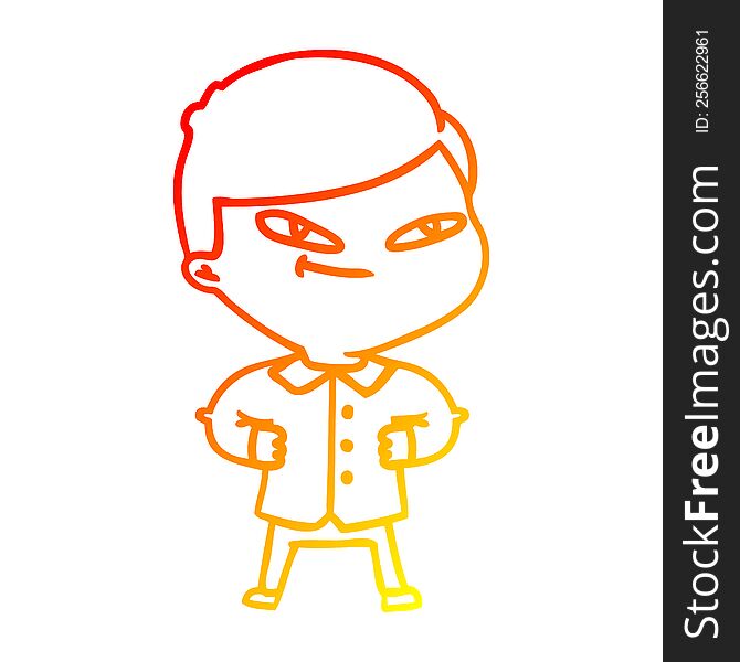 warm gradient line drawing of a cartoon confident man