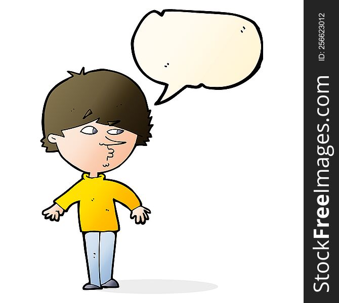 cartoon suspicious man looking over shoulder with speech bubble