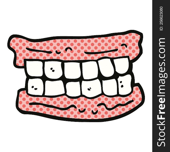 comic book style cartoon false teeth