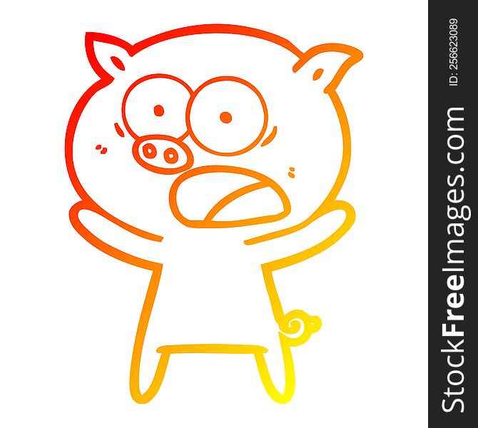 warm gradient line drawing of a cartoon pig shouting