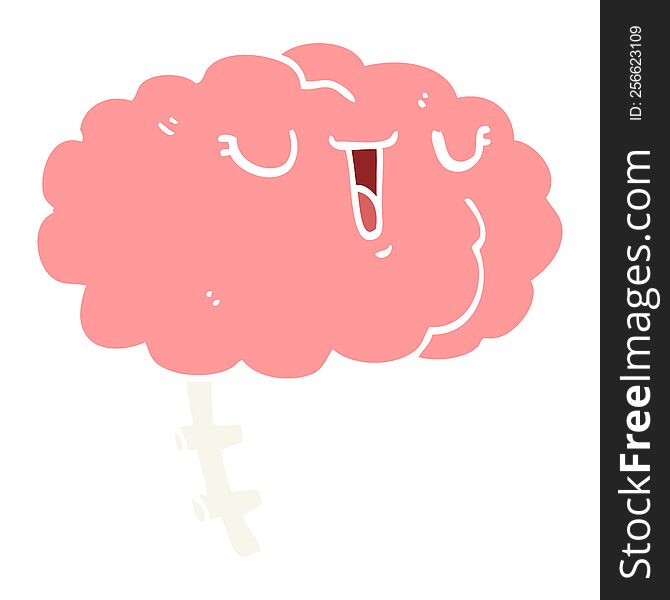 happy flat color style cartoon brain