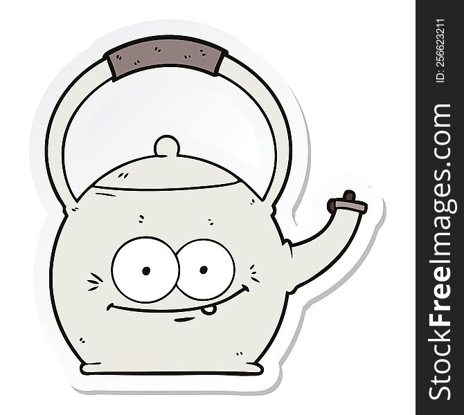 Sticker Of A Cartoon Kettle