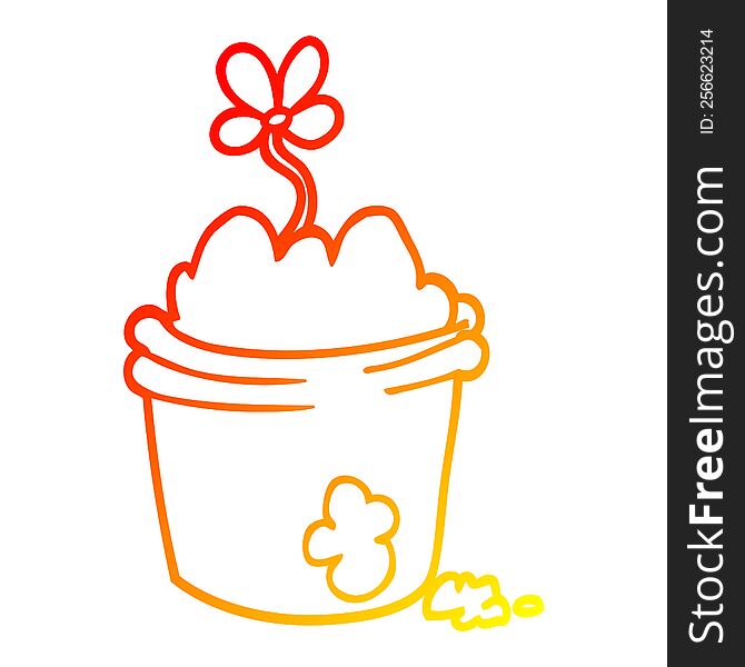 Warm Gradient Line Drawing Cartoon Flower Pot