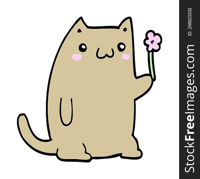 cute cartoon cat with flower