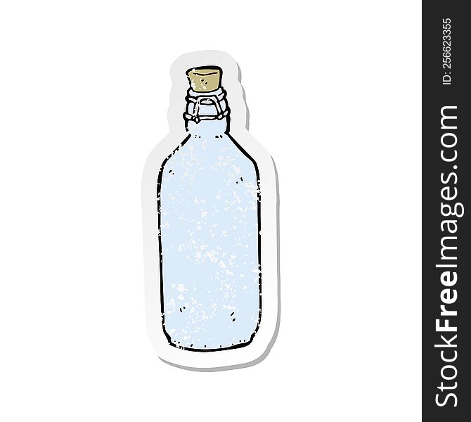 Retro Distressed Sticker Of A Cartoon Traditional Bottle