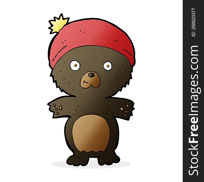 cartoon cute black bear in hat