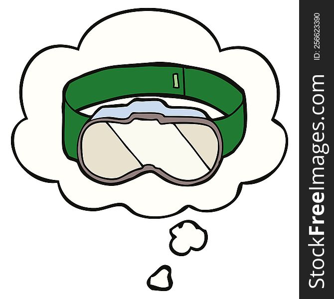 cartoon goggles and thought bubble