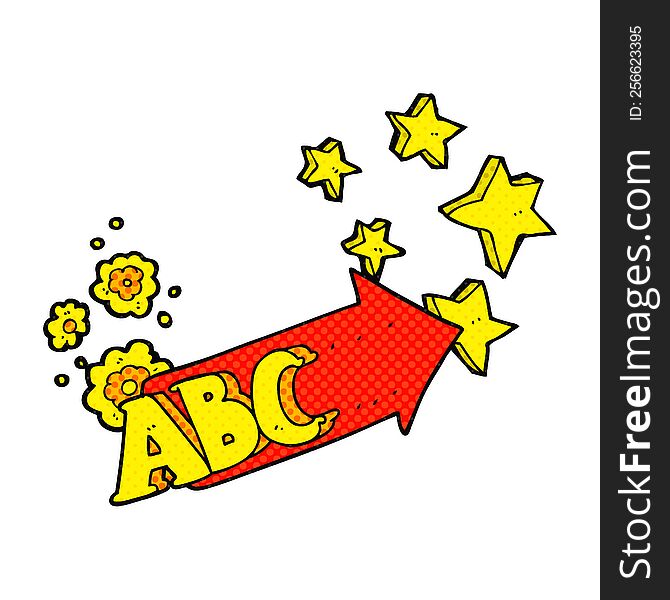 freehand drawn comic book style cartoon ABC symbol