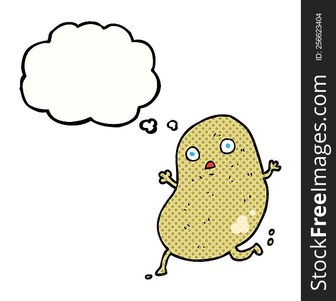 freehand drawn thought bubble cartoon potato running