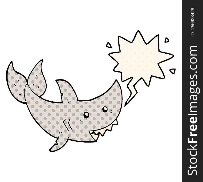 Cartoon Shark And Speech Bubble In Comic Book Style