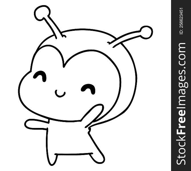 line drawing illustration kawaii of a cute lady bug. line drawing illustration kawaii of a cute lady bug