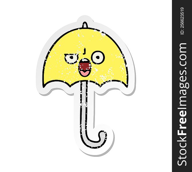 Distressed Sticker Of A Cute Cartoon Umbrella