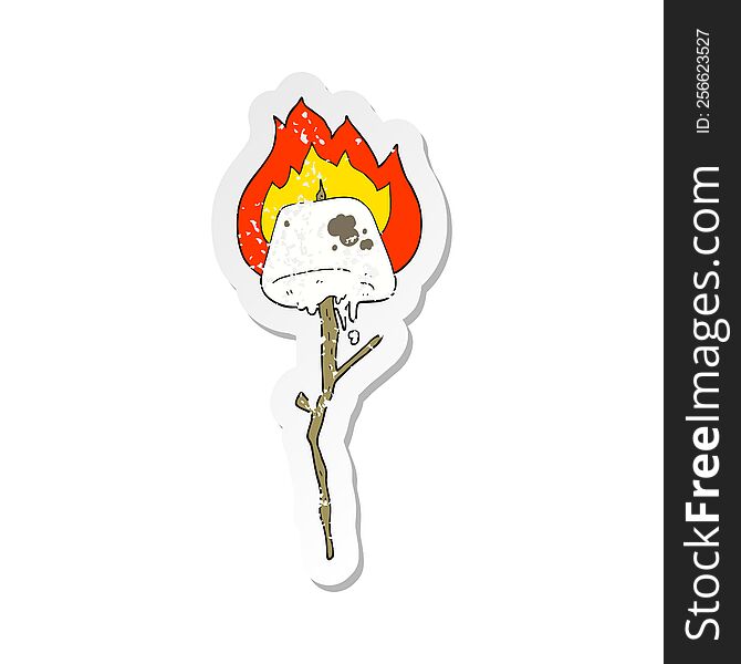 retro distressed sticker of a cartoon toasted marshmallow