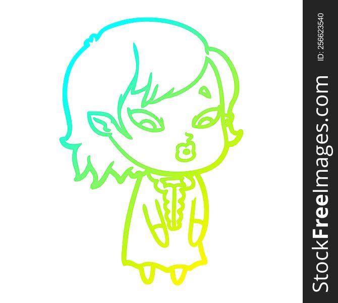 cold gradient line drawing cute cartoon vampire girl