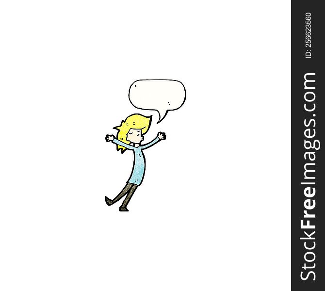 Happy Blond Woman With Speech Bubble