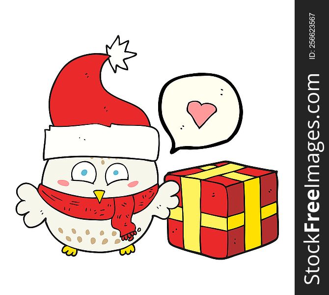 Speech Bubble Cartoon Christmas Owl