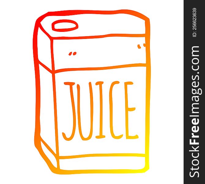 warm gradient line drawing of a cartoon juice box