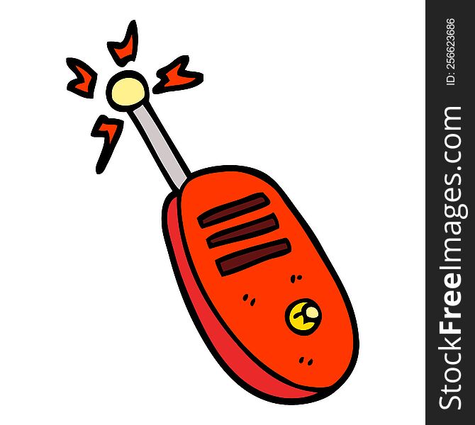 hand drawn doodle style cartoon walkie talkie