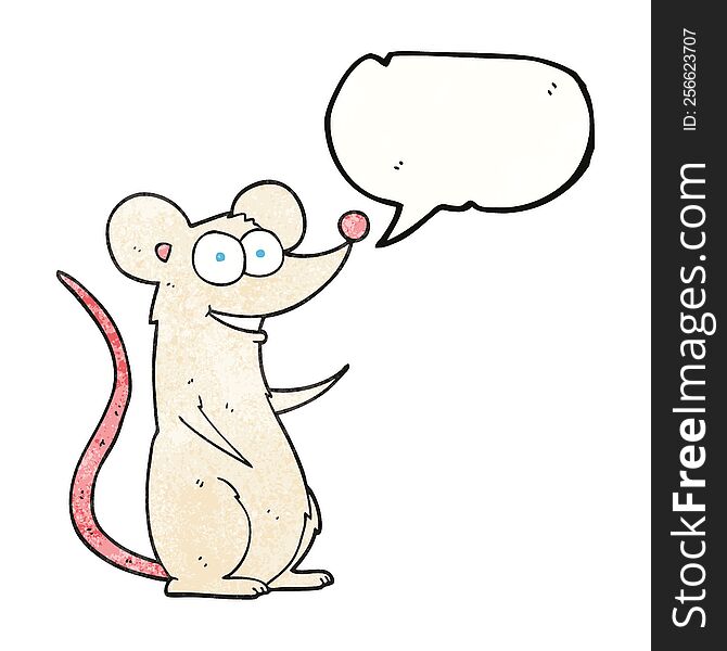 Speech Bubble Textured Cartoon Happy Mouse