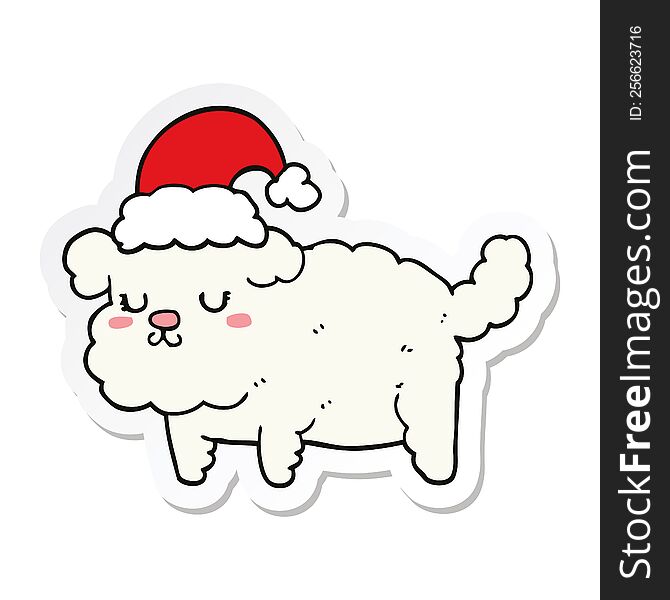 Sticker Of A Cute Christmas Dog